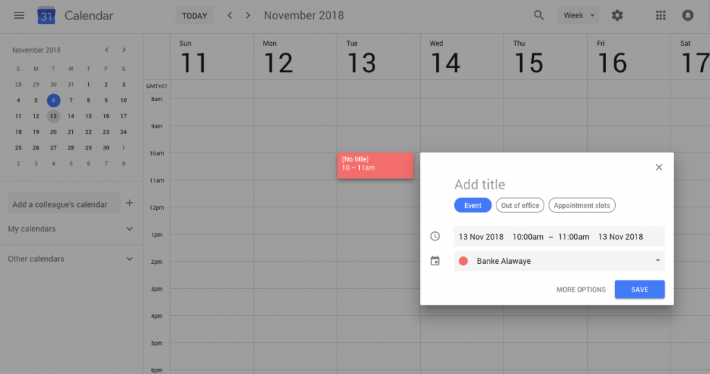 Google Calendar Appointment Slot