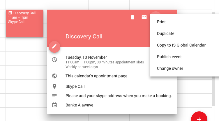 Google Calendar Publish
